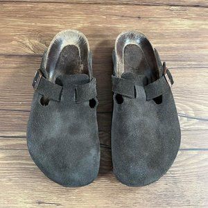 Birkenstock Boston Brown Suede Mules Clogs Women’s Size 8.5 (39)